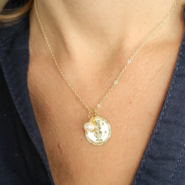 Zodiac Medallion Disc Necklace - Birthstone Pendant