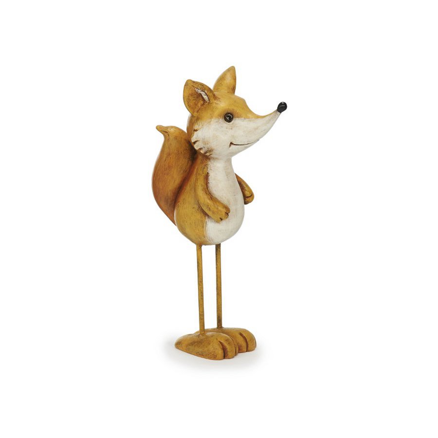 Fox made of poly with metal legs, 9x15x27cm