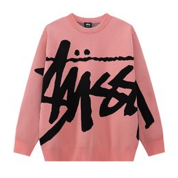 Maglione lavorato ai ferri con stampa lettere curve sia da uomo che da donna, versatile per le coppie, a maniche lunghe in puro cotone