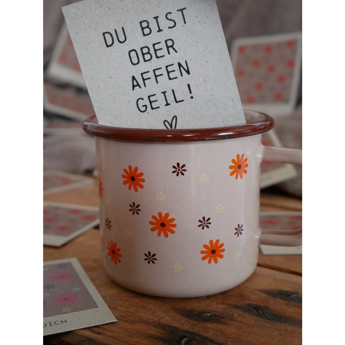 Mug émaillé je t'aime beige