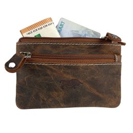 Vintage cognac -colored leather key pouch