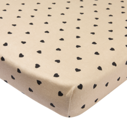 Hoeslaken Jerseydruck Sweet Heart Soft Sand/Schwarz 70x140/150cm