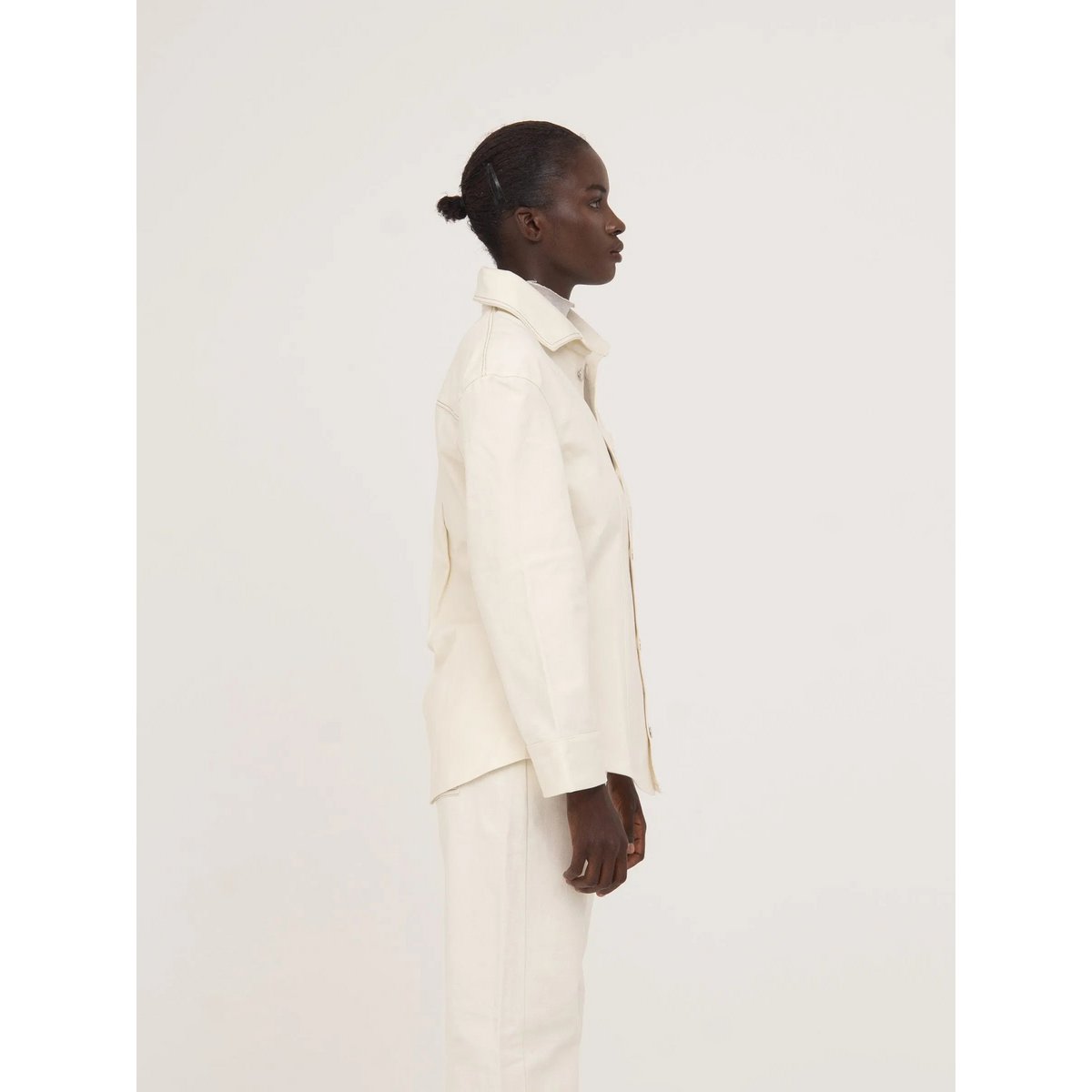 Agenda Cream Fitted Denim Over Shirt