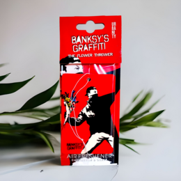 Banksy Car Air Freshener - "The Flower Thrower"