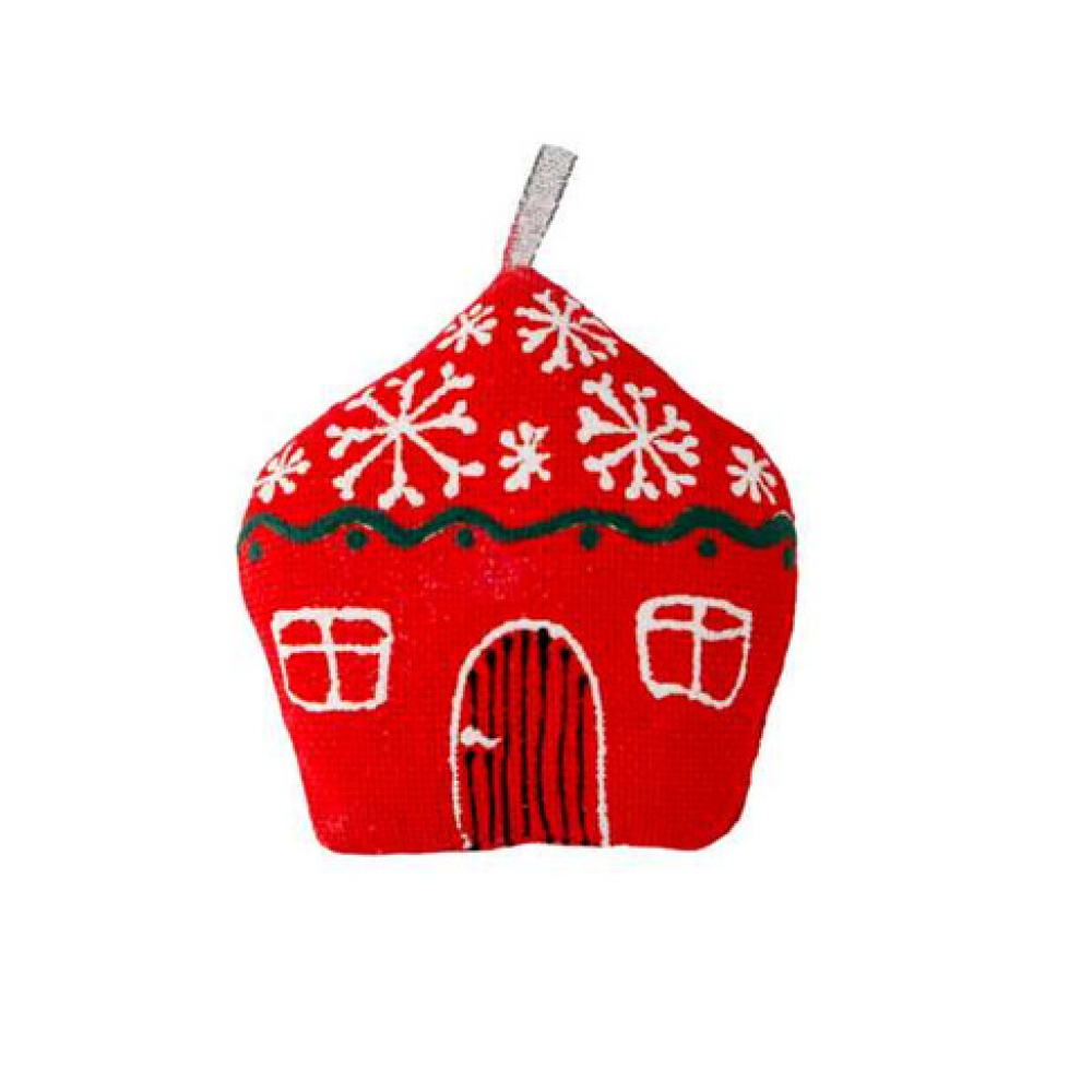 Weihnachtshaus mit Schneeflocken