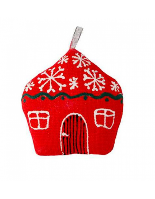 Weihnachtshaus mit Schneeflocken