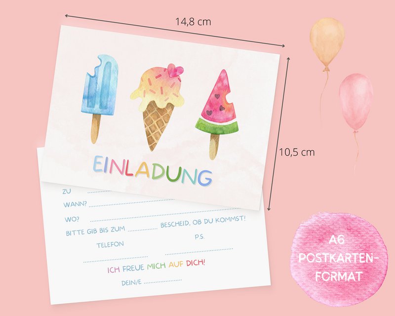 Ice Cream Birthday Party Invitation Cards for Girls and Boys, Ice Cream Invitation Cards for Kids to Fill Out with Envelopes for Ice Cream Birthday Party