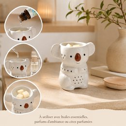 Céramy Koko Perfume Burner - Scented Atmosphere - Fun Craft Object - Easy Aromatherapy - Modern Scented Interior - Teddy Bear Decoration - Koala Figurine