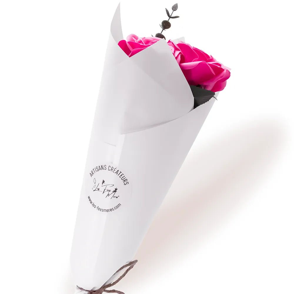 Strauß aus 3 Seifenrosen - Fuchsia