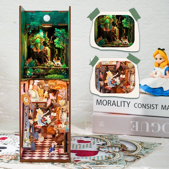Tonecher, DIY Book Nook, Alice in Wonderland Bookend, TQ128, 18x8x24,5 cm