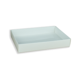 A rectangular white paper baking pan with a simple, minimalist design. The pan appears to be made of sturdy, high-quality material suitable for baking various items.