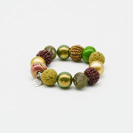 Bracelet Stephisimo "Petit Bollywood", Marron Olive
