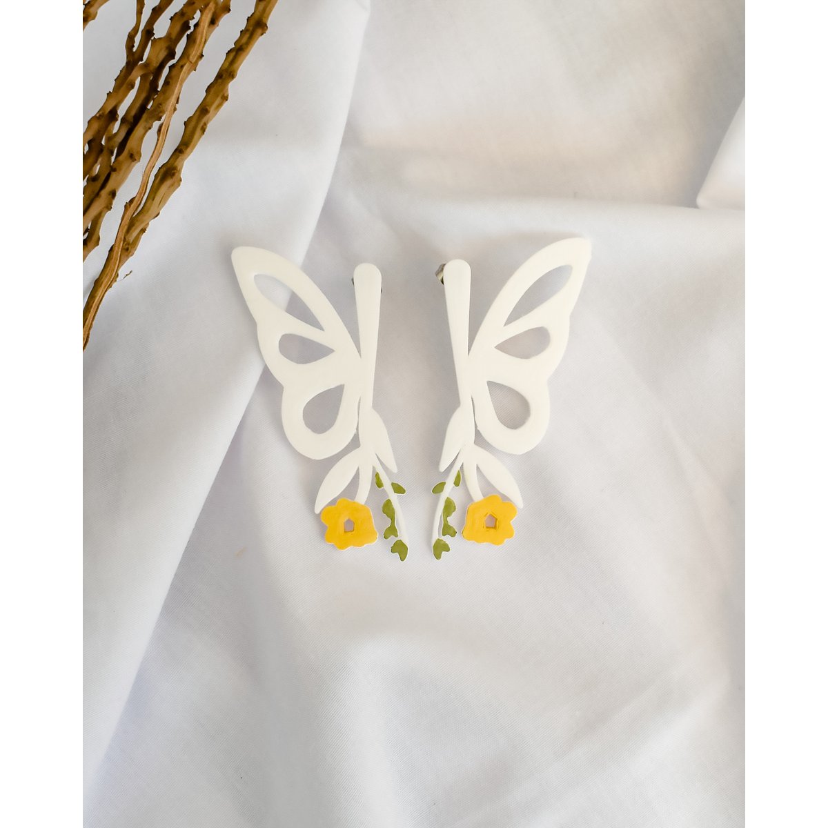White Butterfly Elegance Earrings