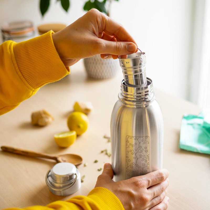 Gaspajoe rustfrit stål isoleret flaske, FRIENDLY+ model 700ml med infuser - CHERRY