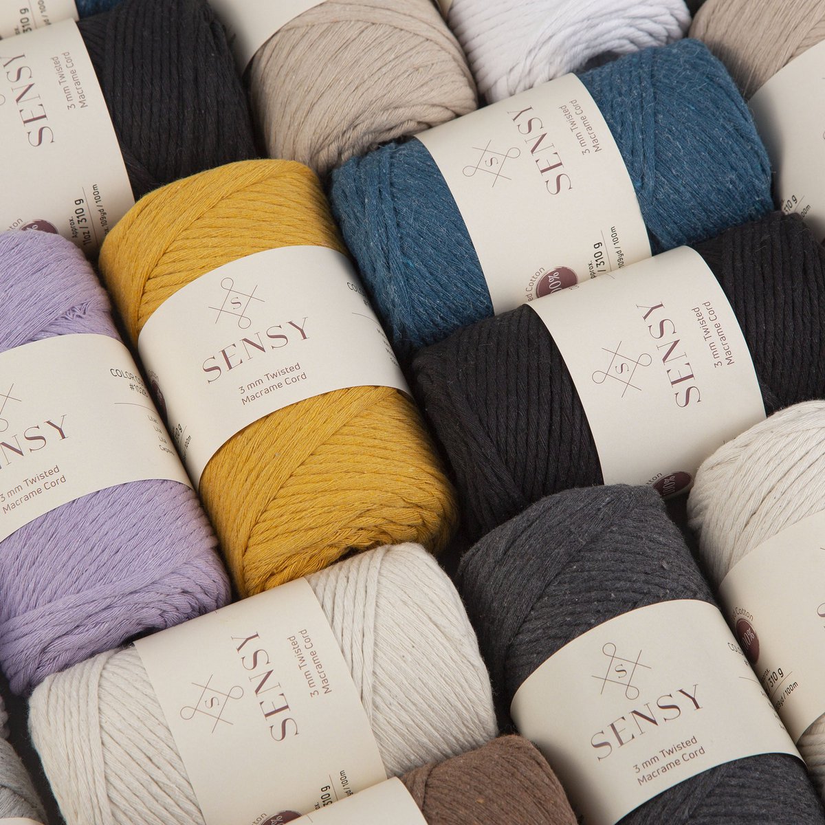 Sensy Premium 3 mm - 109 iarde Cavo macramè a filo singolo in cotone riciclato al 100%