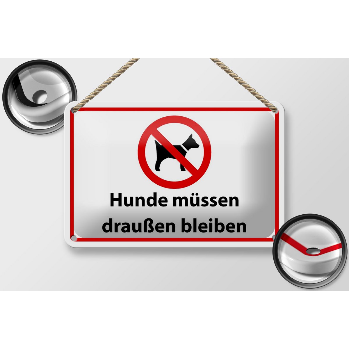 Tin sign notice 18x12cm dogs must stay outside decoration