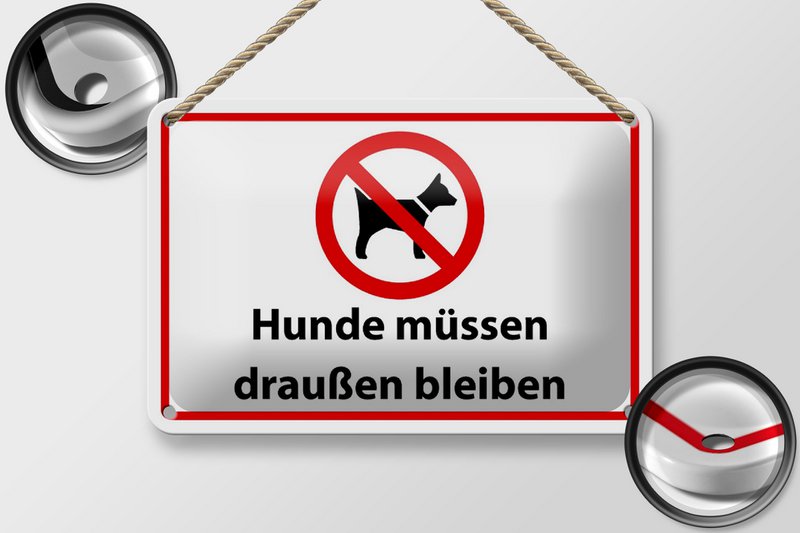 Tin sign notice 18x12cm dogs must stay outside decoration