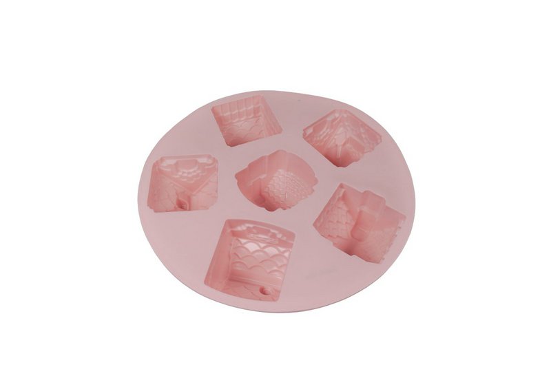 Moule à pâtisserie en silicone rose pastel maisons 26,5x6 cm Isabelle Rose