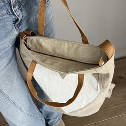 BucketBag heart white  (vintage light canvas) NEW