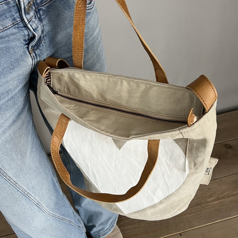 BucketBag heart white  (vintage light canvas) NEW