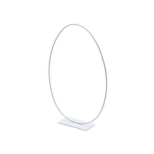 Metal ring egg-shaped, standing with foot, 24x35cm, white