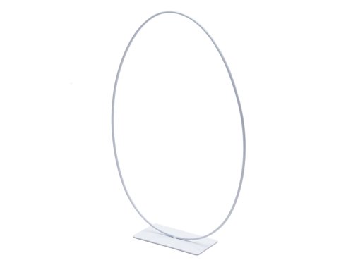 Anillo de metal en forma de huevo, de pie con pie, 24x35cm, blanco