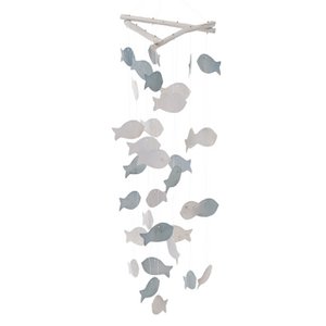 Windspiel Capiz Fisch H60cm weiß/blau