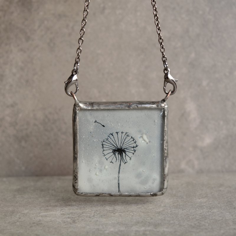 Collana di tarassaco, gioielli divertenti, vetro dipinto a mano