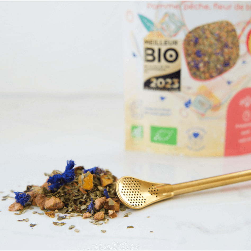 Bio-Apfel-, Pfirsich- und Blaubeer-Eis-Mate – bereit zum Verkauf oder in großen Mengen