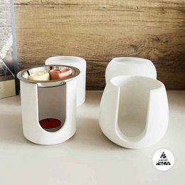 LAVURI® Wax Melter made of cast ceramic, tealight + white metal pot, wax melts not included