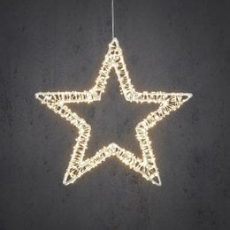  Warm white LED Christmas star figure made of iron with a delicate, intricate design.