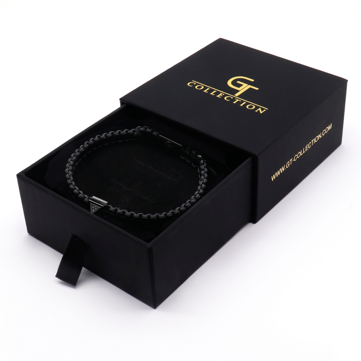Bracelet Homme Pyramide Noir avec Zircon