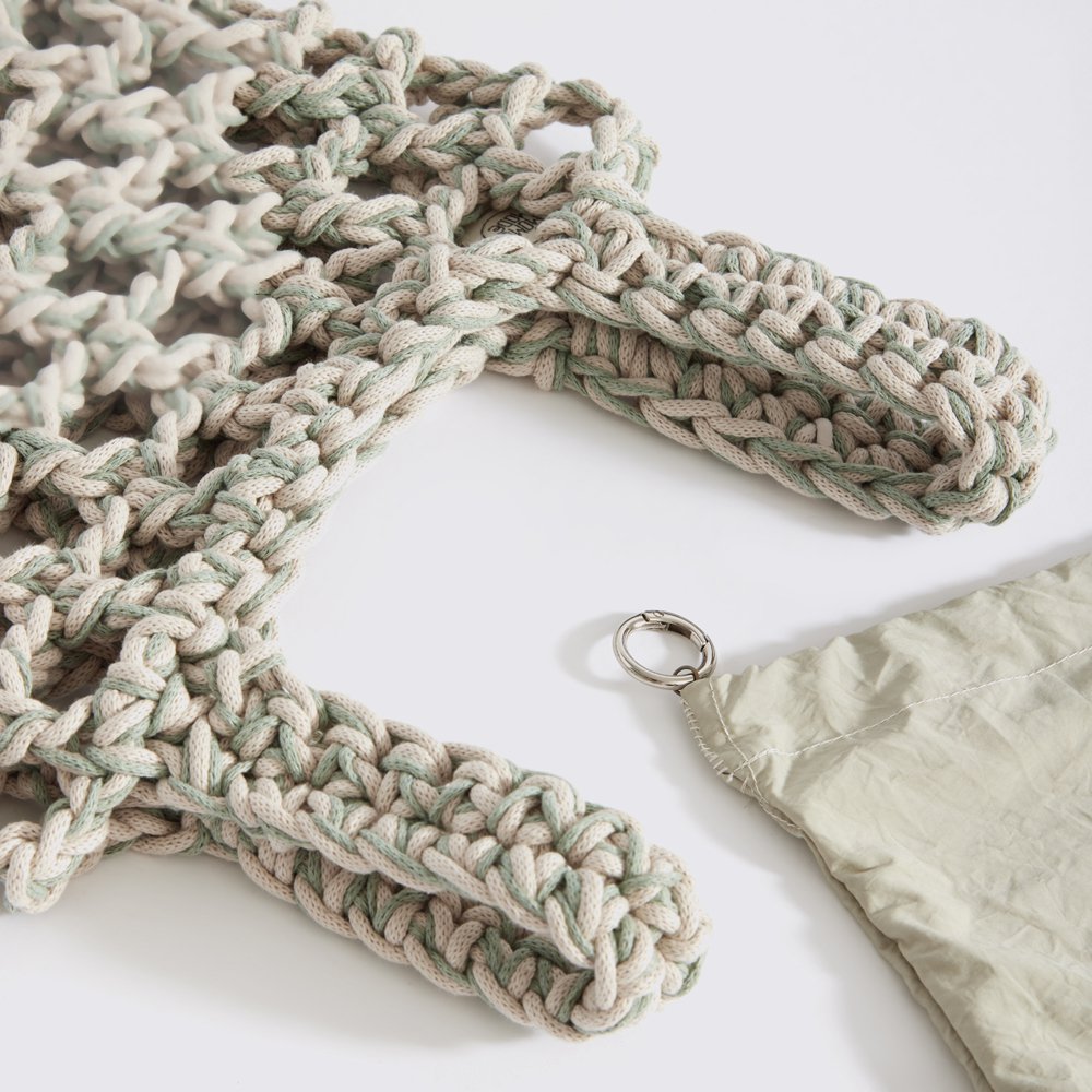 “Thalia cotton” crochet wrist bag with waterproof pouch crème + olive
