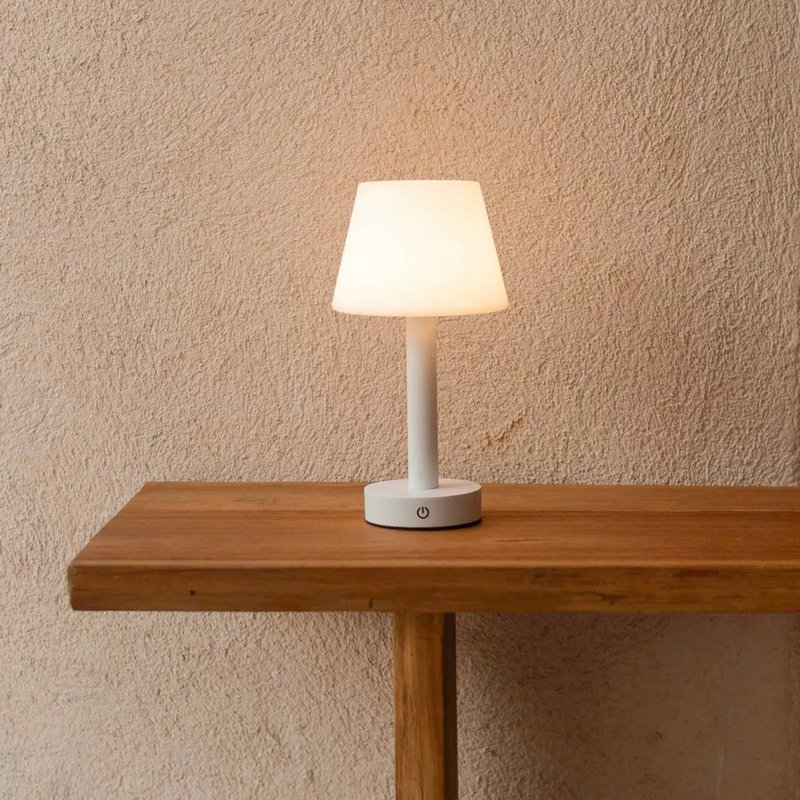 Zoë Witte Houten Oplaadbare Tafellamp