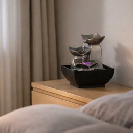 Zimmerbrunnen – Boro – Ideale dekorative Zen-Atmosphäre – kleines dekoratives Modell – LED-Lichtfluss – modern und schlicht