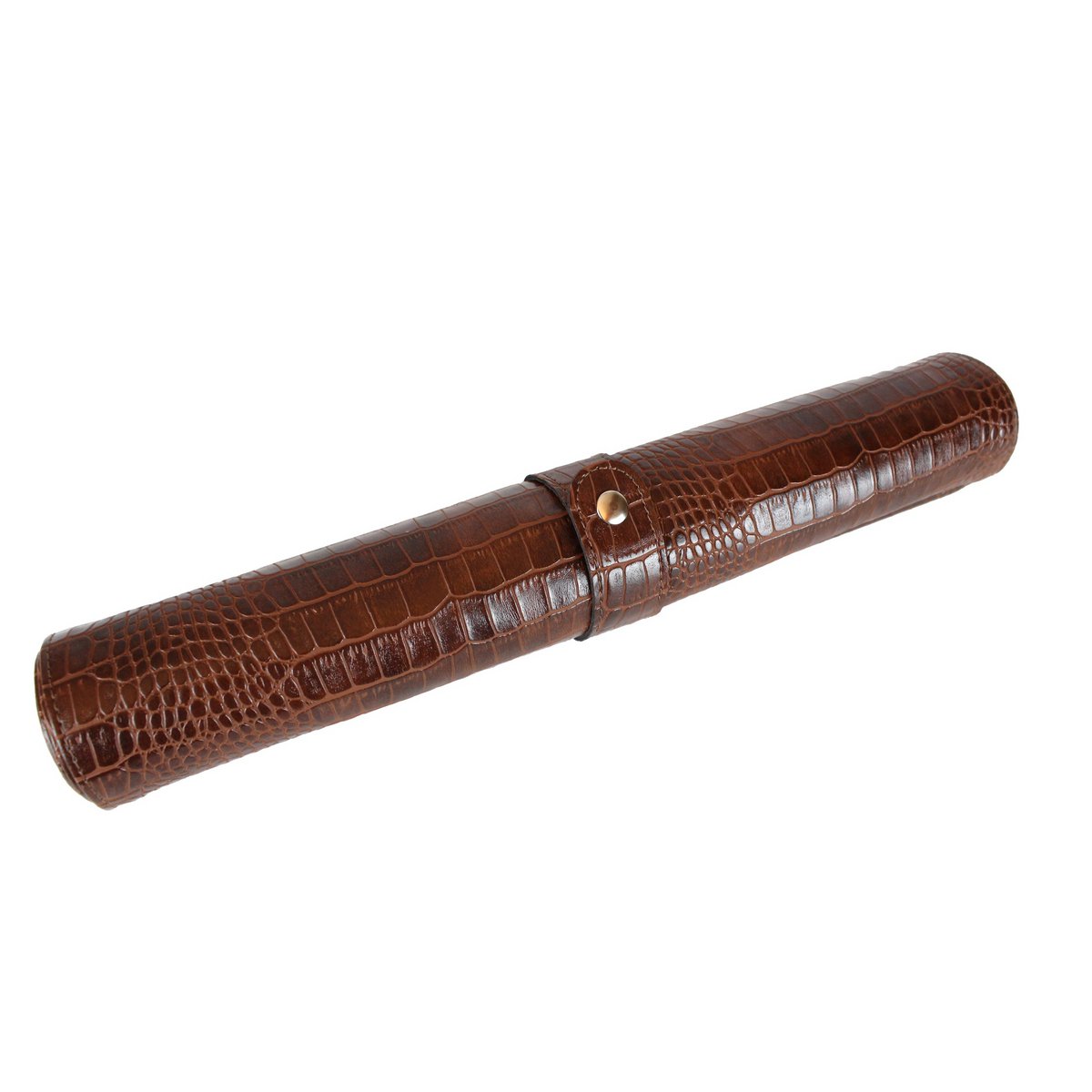 Runner da tavolo in pelle di coccodrillo marrone chiaro 150 cm ecopelle