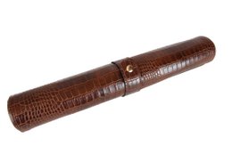 Runner da tavolo in pelle di coccodrillo marrone chiaro 150 cm ecopelle