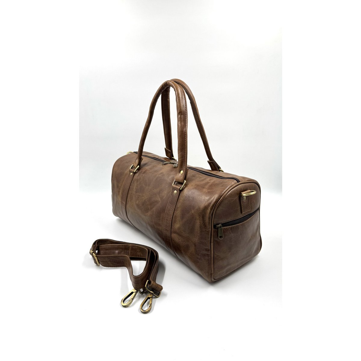 Håndlavet rejsetaske i brunt læder – Artisan 42 cm "City-Lite" Weekender & Compact Unisex Duffle