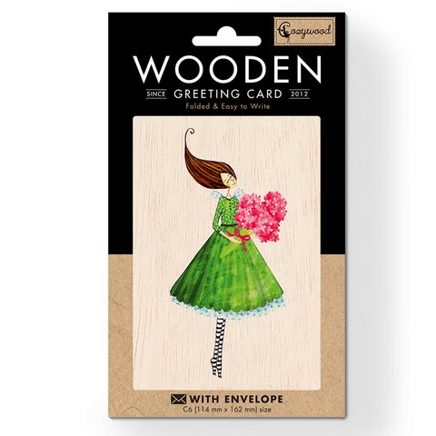 Flowers Wooden folded greeting card