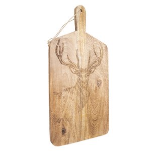 Decoration cutting board 25x50x2 cm brown wood reindeer cocktail board