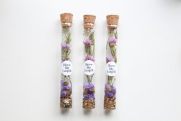 Dried flowers Statice + flower seeds in a bottle with sticker