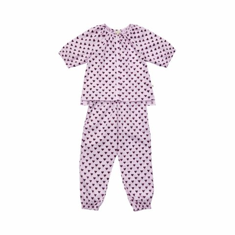 Pyjama van biologisch katoen - Lila heart