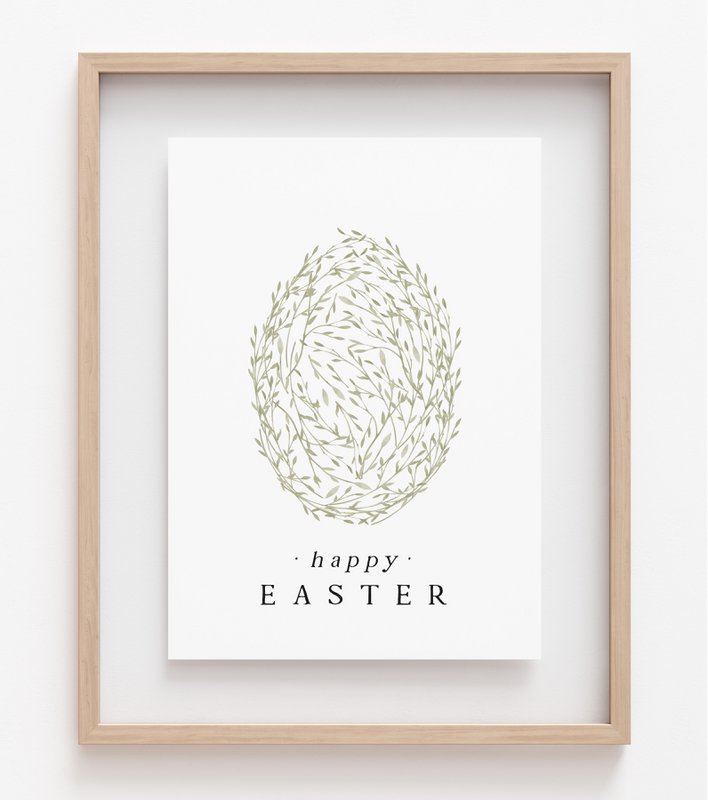 Salie groen paasei poster, Easter egg poster, sage floral Easter egg print, Pasen, Easter poster