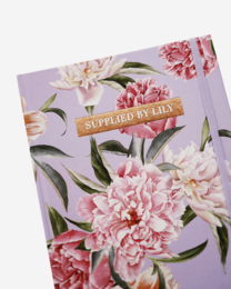 Bullet Journal in luxuriösen lila Blumen