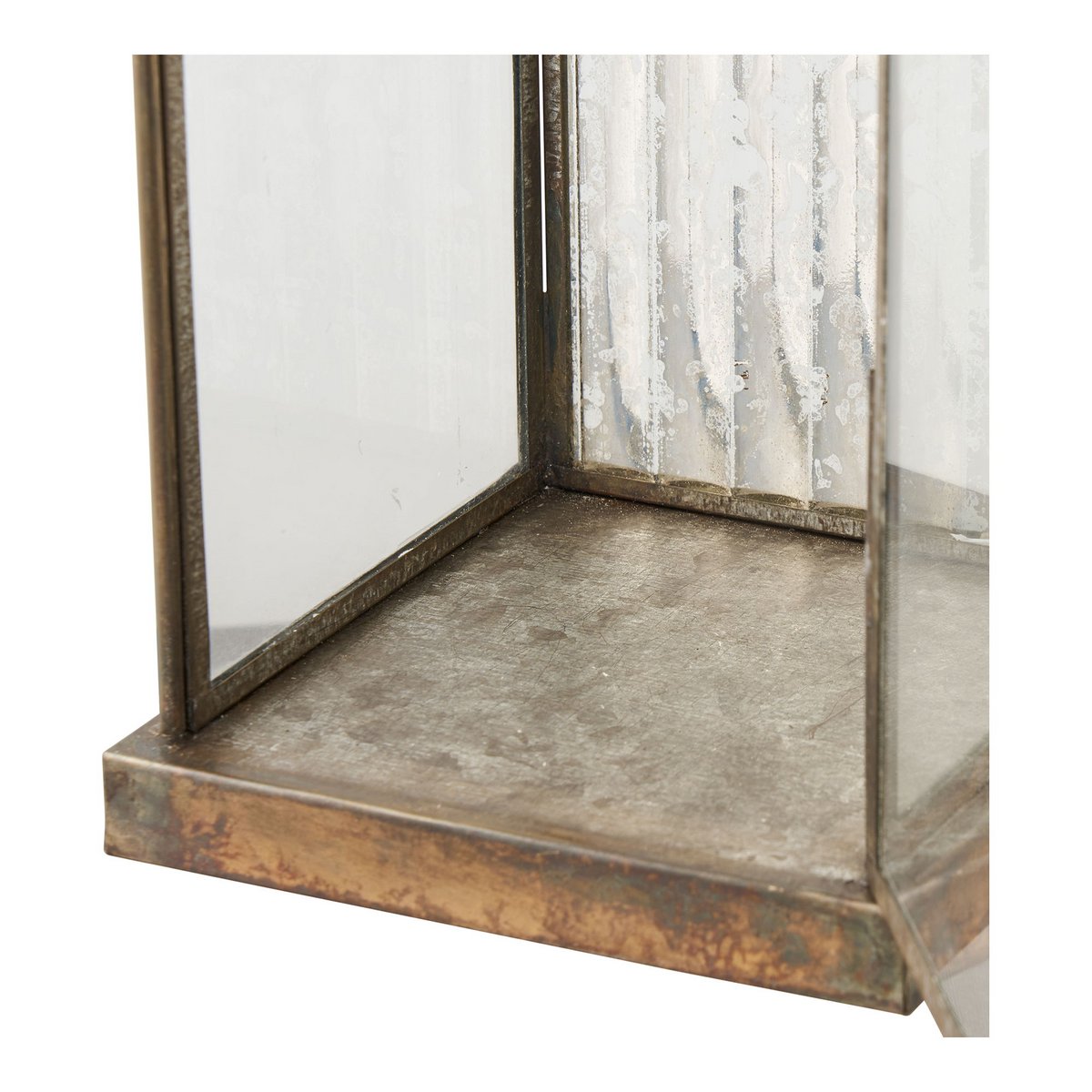 Herslev Laterne, Glas/Metall, Antikmessing-Optik, 12x12x49 cm