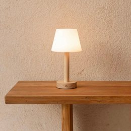 Zoë Light Brown Wooden Rechargeable Table Lamp