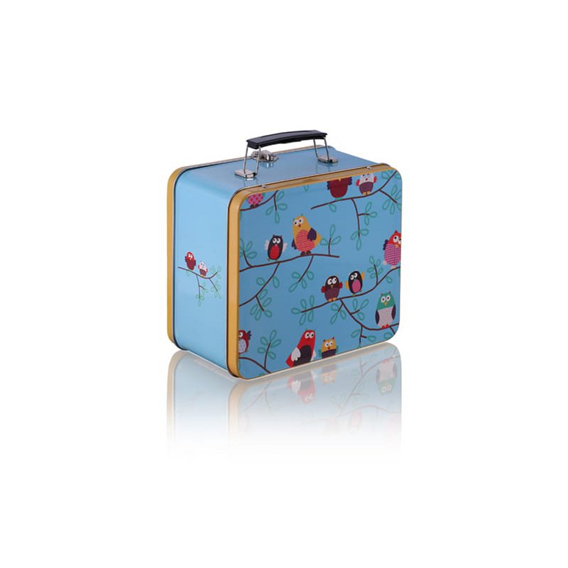 Hiboux, service de table pour enfants, vaisselle 4pcs avec valise, porcelaine