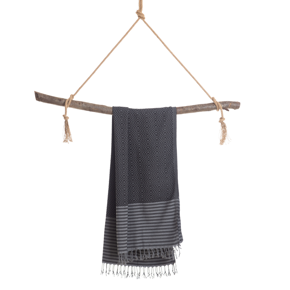 Telo mare SAHARA in cotone Hammam – Senza sabbia – Nero (180x100 cm)
