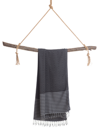 SAHARA Cotton Hammam Beach Towel – Sand Free – Black - 180x100 cm