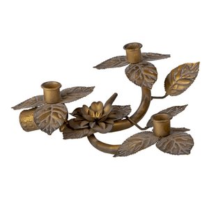 Candlestick 32x30x10 cm copper -colored iron leaves candle stand